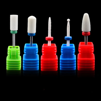 5Pcs Ceramic Milling Cutter Set - Electric Nail Drill Bits for Manicure, Gel Varnish Removal & Nail Care Tools