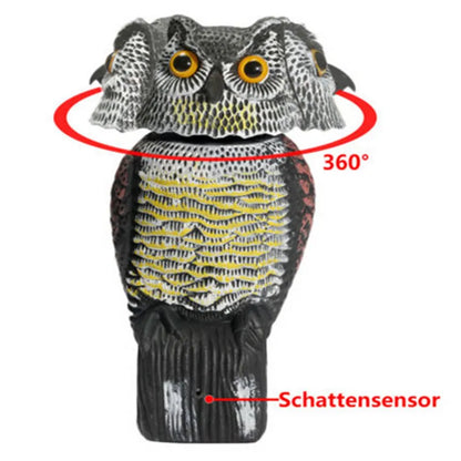 Effective Bird Scarer with Rotating Head - Realistic Owl Prowler Decoy for Pest Control and Garden Protection
