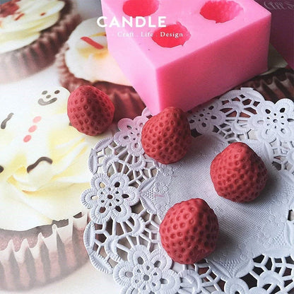 3D Mini Fruit Silicone Candle Mold — Strawberry, Raspberry, Blueberry, Tangerine & Mulberry for Soap, Fondant & Wax Melts