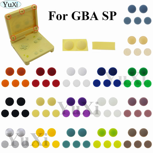YuXi GBA SP Replacement Kit - Screw Covers & Luminous Dust Plug Rubber Set for Gameboy Advance SP