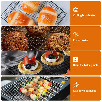 FAISDU Stainless Steel Cooling Rack – Single Layer BBQ & Baking Grid, Bread & Cake Drip Dry Tray Household Baking Tool