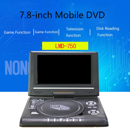 7.8" Portable DVD Player with 270° Swivel Screen & Remote Control – CD Disc Compatible, Home Theater, Multi-Region Plug (US/EU/UK/AU)
