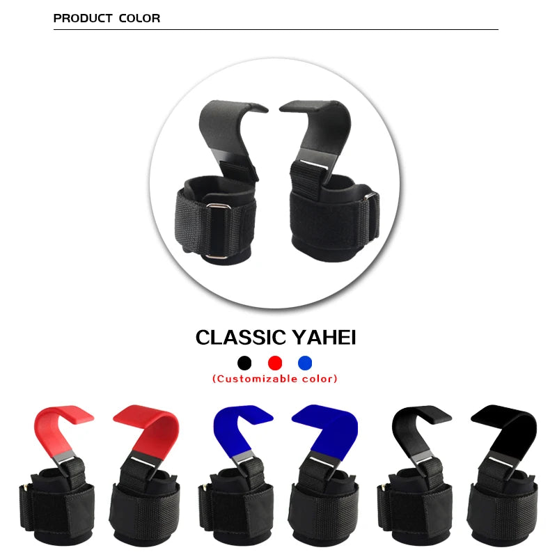 Weight Lifting Hook Grips with Wrist Wraps: Hand-Bar Wrist Strap for Gym Fitness - Pull-Ups Power Lifting Gloves, Weight Strap Support