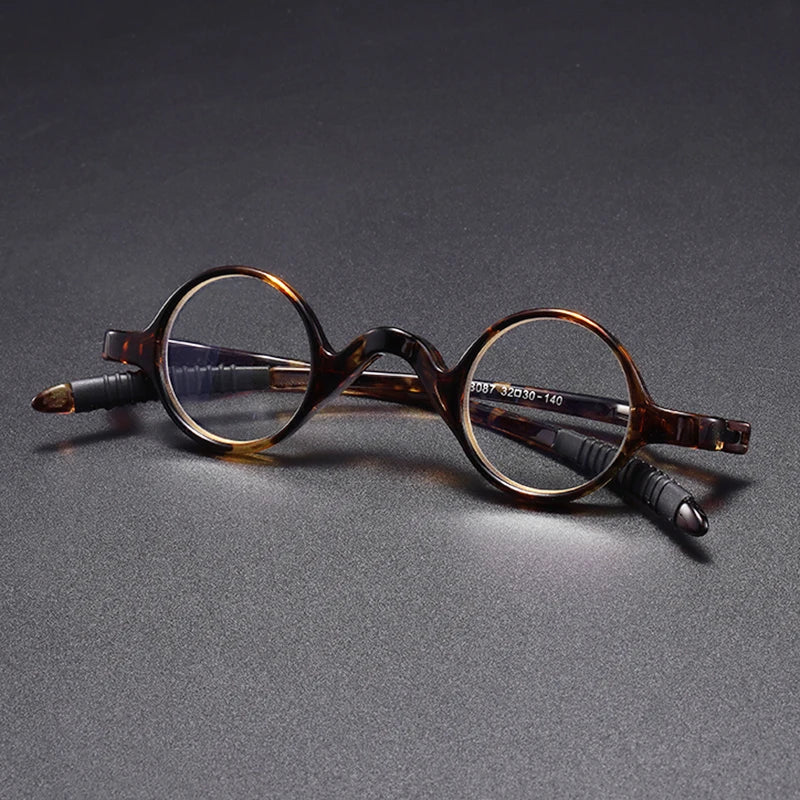 May Flower TR90 Men's Tiny Round Reading Glasses – Retro Anti-Blue Light Eyeglass Frame +4.0