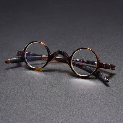 May Flower TR90 Men's Tiny Round Reading Glasses – Retro Anti-Blue Light Eyeglass Frame +4.0