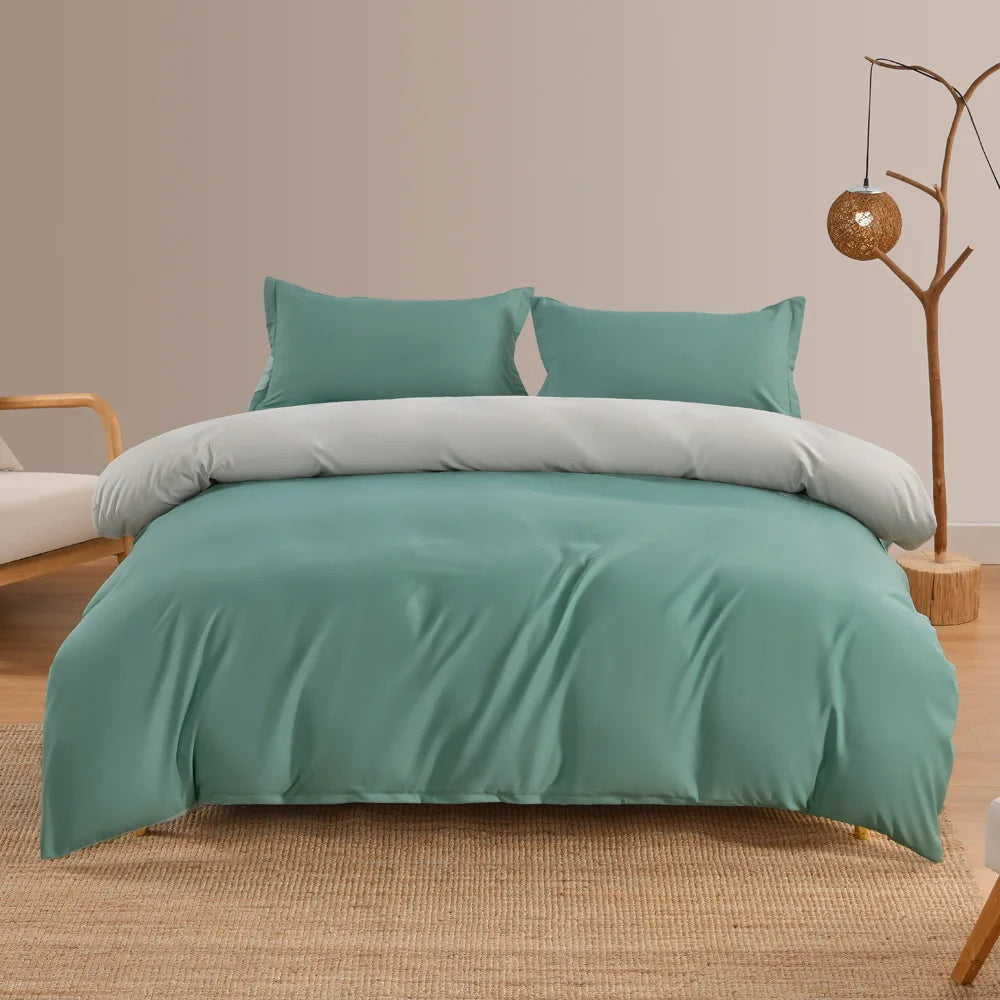 New Design Dark Green Bedding Set - Duvet Cover, Bed Sheet & Pillowcase, King/Queen/Full/Single Size (Excluding Filler), 3/4pcs