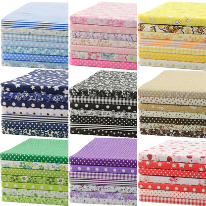 Teramila 7/8 Pcs Patchwork Quilt Fabrics Set - 30x30cm/25x25cm Cotton Sewing Cloth for Needlework and Handmade Projects