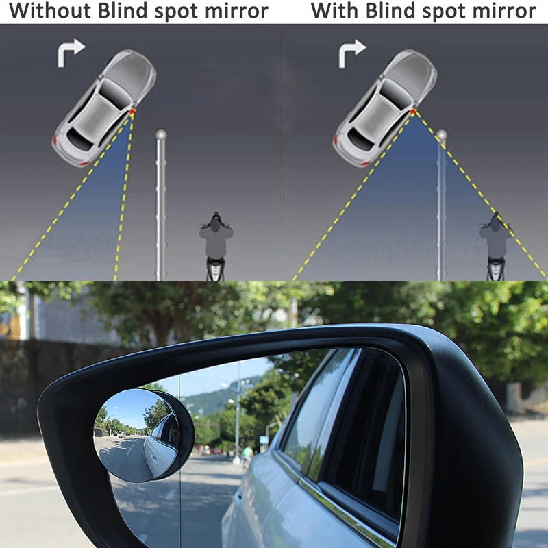 2PC 360° HD Frameless Blind Spot Mirrors – Ultrathin Wide-Angle Convex Rear View Car Accessories