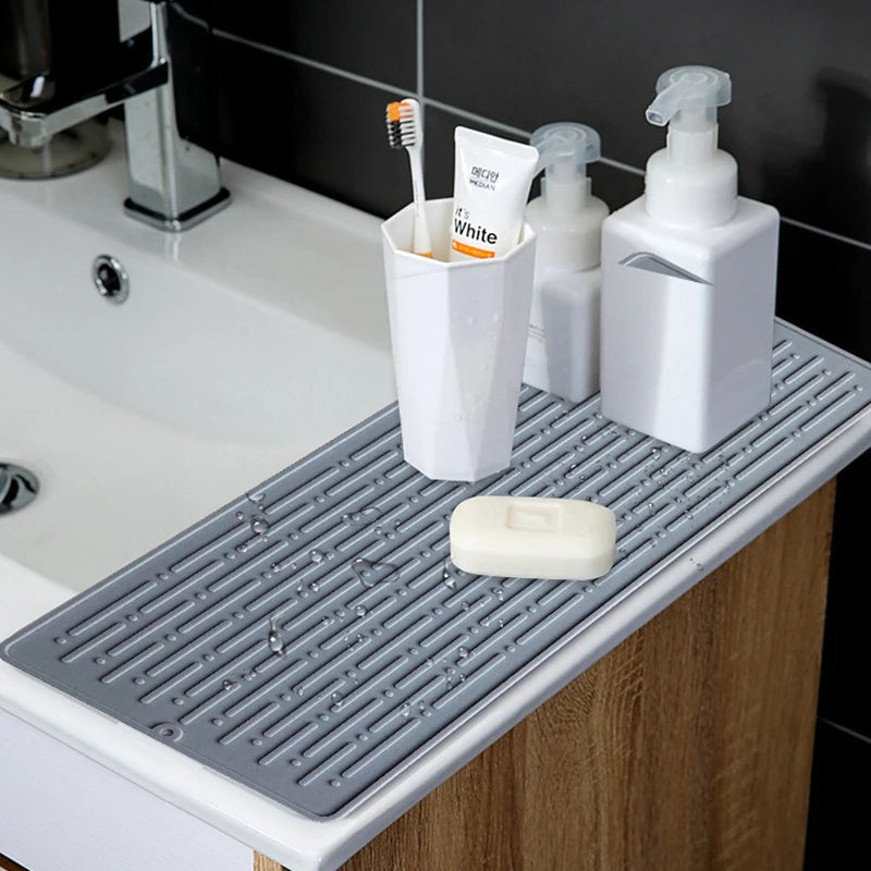 Silicone Dish Drying Mat (41 x 15cm) | Large Countertop, Sink & Dish Draining Mat, Heat-Resistant Trivet