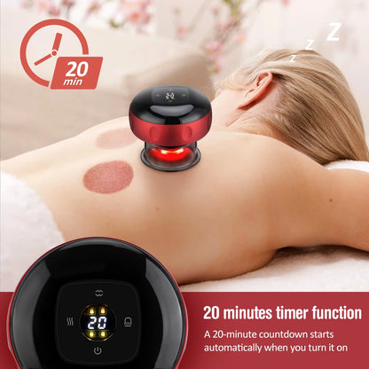 Intelligent Electric Cupping Massage Device: LCD Display Guasha Scraping, Heating Vacuum - Negative Pressure Body Massager
