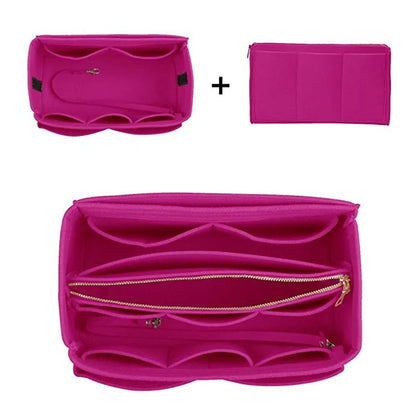 HHYUKIMI Felt Makeup Organizer Insert Bag – Portable Travel Cosmetic Handbag Purse Organizer for Various Brand Bags
