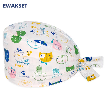 Unisex Soft Scrub Cap – Cartoon Print Surgical Hat for Men and Women, Operating Room Nursing Accessories