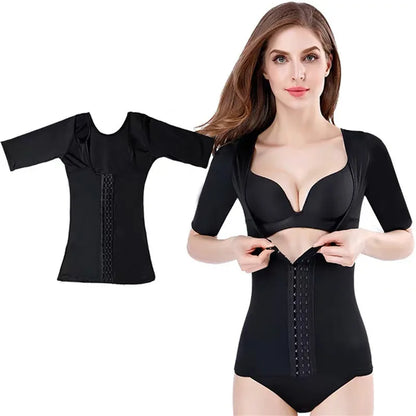 Women’s Seamless Short Sleeve Shapewear Top – Tummy Control Waist Cincher Body Shaper Undershirt Blouse