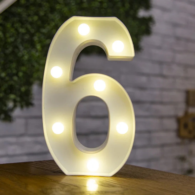 Alphabet & Number LED Lamp Night Light – Warm Battery-Powered Luminous Letter Light for Home, Wedding, Birthday & Party Decoration