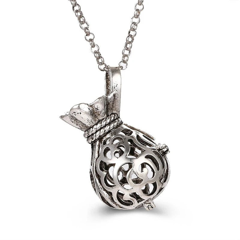 Mexico Music Ball Hollow Zircon Pendant Necklace – Vintage Perfume Aromatherapy Locket for Women