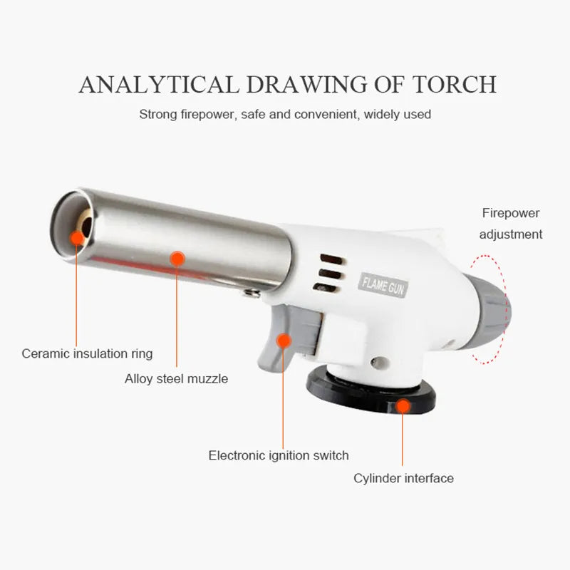 Welding Gas Torch Flame Gun - Butane Auto-Ignition Burner for Soldering, Cooking, Heating, Blowtorch Lighter