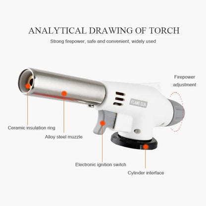 Welding Gas Torch Flame Gun - Butane Auto-Ignition Burner for Soldering, Cooking, Heating, Blowtorch Lighter