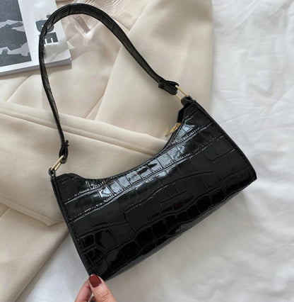 Fashion PU Leather Handbag for Women – Alligator Pattern Small Underarm Messenger Bag & Purse