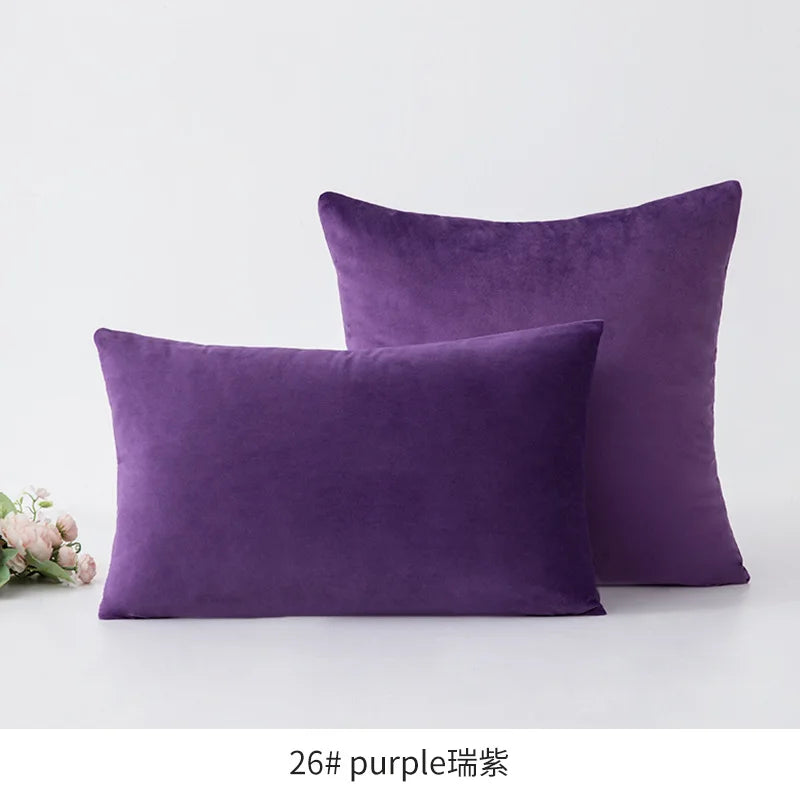 Inyahome Soft Velvet Cushion Cover - Pink Grey Beige Green Decorative Pillowcase For Bedroom Sofa 30x50cm 45x45cm