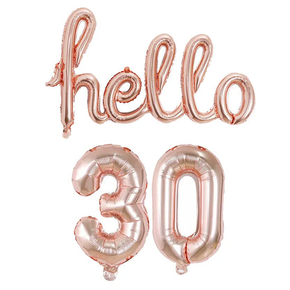 Rold Gold Silver Hello Foil Number Balloons - Perfect for 18 21 25 30 40 50 Years Old Adult and Kids' Birthday Party Decorations