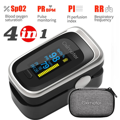 KIUZOU Finger Pulse Oximeter – SPO2, PR, PI, RR Blood Oxygen Saturation & Heart Rate Monitor, OLED Display