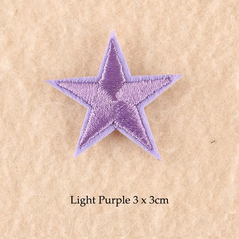 Stars Embroidered Iron-On Patches – Gold, Silver & Colorful Appliqué Stickers for Clothing, Jackets, Bags & DIY Craft Decoration