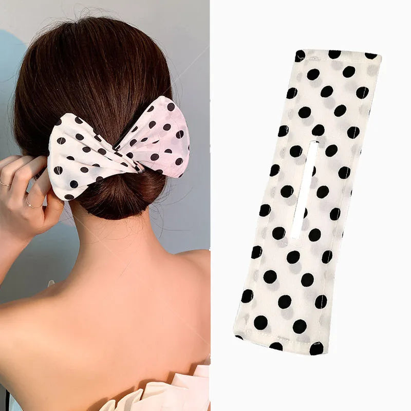 Deft Bun Hair Band for Women – Printed Bow Headband & Donut Bun Maker, DIY Hairstyle Twist & Ponytail Tool