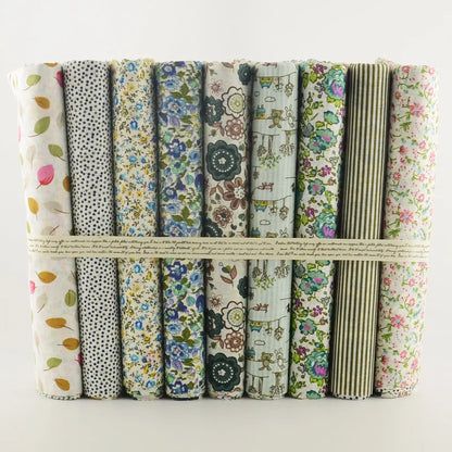African Ankara Cotton Fabric - 9-Piece 50x50CM Floral Patchwork Sewing Tilda Cloth Fabric Set