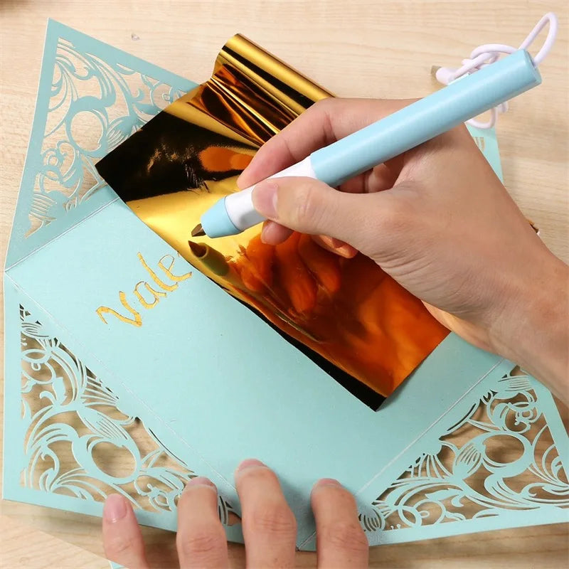 USB Hot Foil Pen with 0.8/1.5/2.5mm Tips – Slim Heat-Resistant Grip for DIY Calligraphy on Paper & Leather