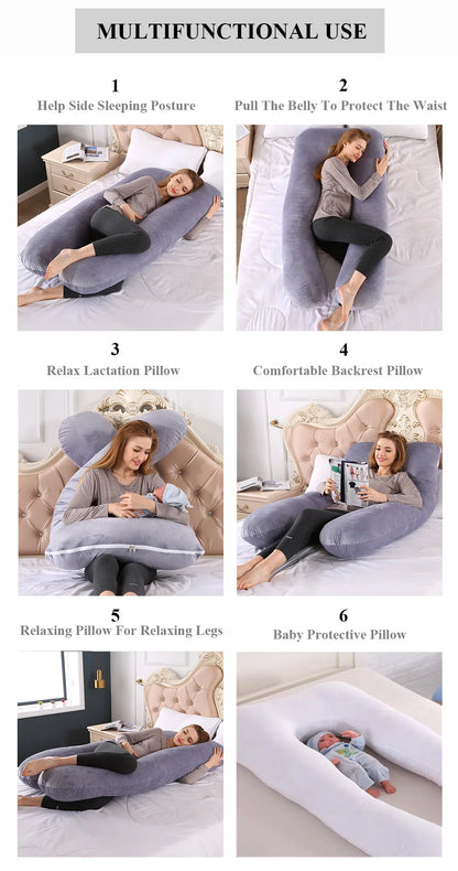 PANGDUBE Pregnancy Pillow 130×70cm – Sleeping, Nursing & Breastfeeding Support Cushion for Women