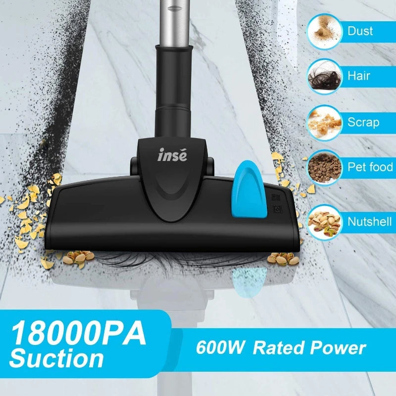 INSE I5 Corded Vacuum Cleaner – 18Kpa Powerful Suction, 600W Motor, Stick & Handheld for Home, Pet Hair & Hard Floors