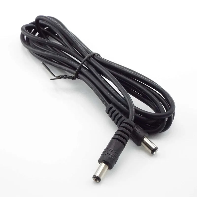 12V 3A DC Male-to-Male Power Cable - 5.5×2.1mm CCTV Adapter Extension Cord 0.5M/1M/2M
