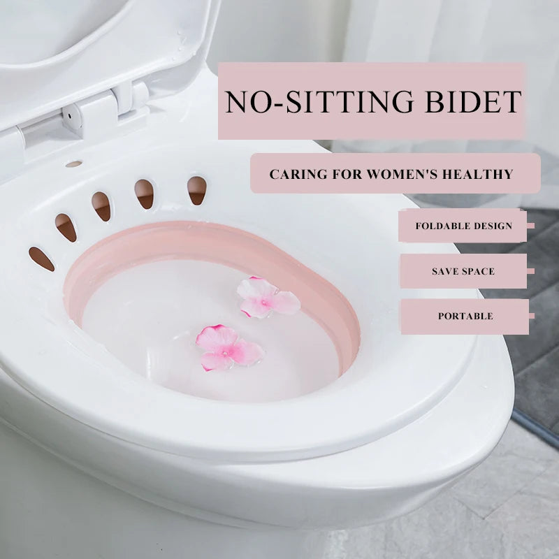 Woman's Folding Toilet Bidet Postpartum Bath Seat - Self-Cleaning Hip Irrigator for Perineum Soaking - Hemorrhoid Treatment Care