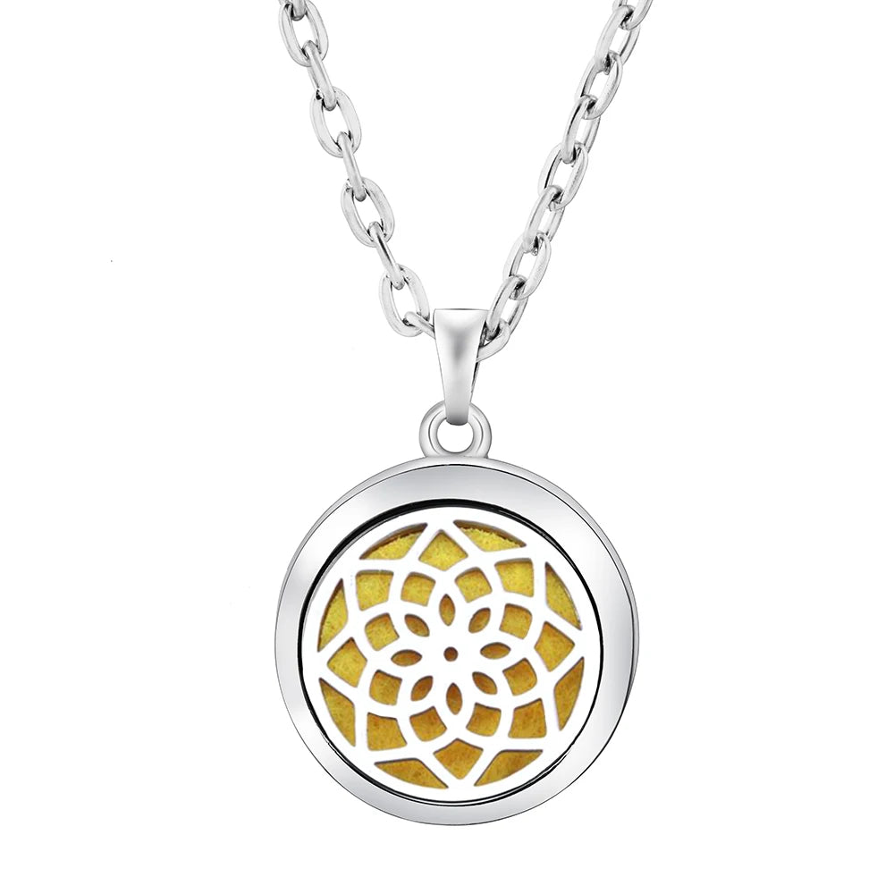 Stainless Steel Tree of Life Aromatherapy Necklace – Essential Oil Diffuser Pendant for Women
