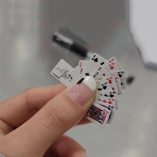 Mini Funny Cute Playing Cards – Super Small Poker Deck for Travel Games, Prank Props & Dollhouse Miniature Accessories