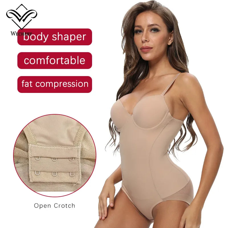 Women’s Shapewear Bodysuit – Slimming Black Body Shaper Lingerie with Modeling Straps