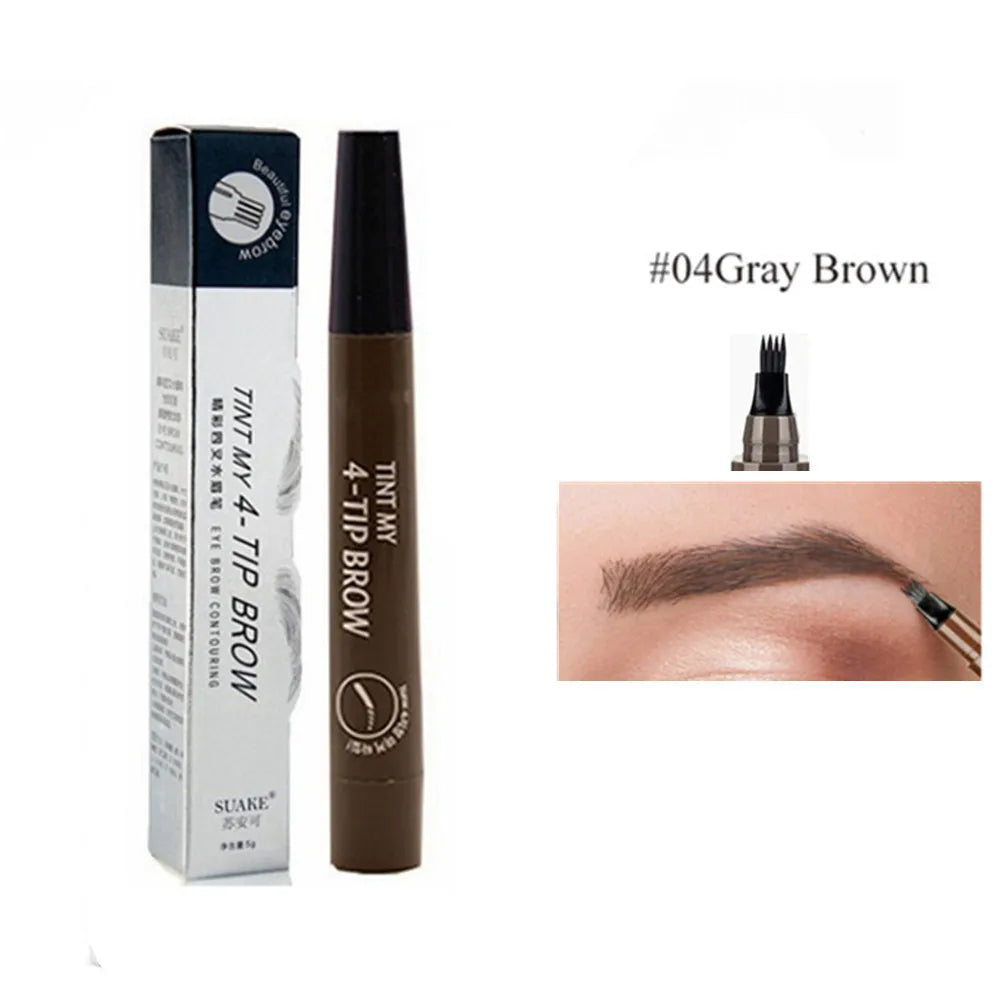 4D Microblading Eyebrow Pen – 4-Fork Tip Waterproof Long-Lasting Eyebrow Tattoo Pencil for Natural Fine Hair-Like Makeup