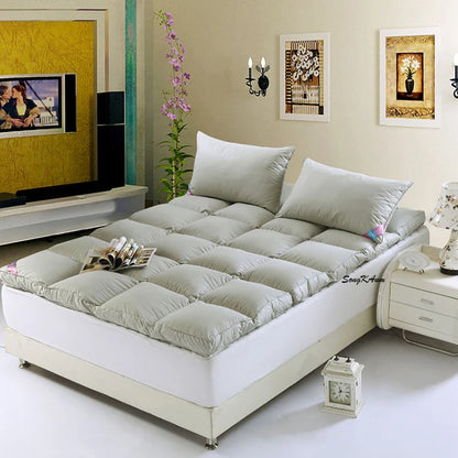 SongKAum 100% White Goose Down Mattress – Thickened, Warm Tatami Pad for Luxury Five-Star Comfort, King & Queen Size