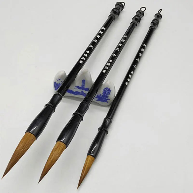 3/6Pcs Woolen Calligraphy Brush Set – Brown Weasel Hair Chinese & Japanese Art Pens for Office & School