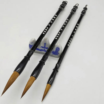3/6Pcs Woolen Calligraphy Brush Set – Brown Weasel Hair Chinese & Japanese Art Pens for Office & School