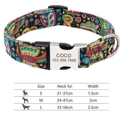 Adjustable Nylon Dog & Cat Collar – Personalized ID Collar with Engraved Name Buckle, Anti-Lost for Small, Medium & Large Pets