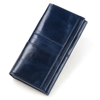 Women's Genuine Leather Clutch Wallet – RFID Blocking Phone Purse with Zipper Pocket