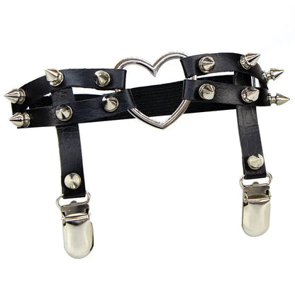 2022 Women's Sexy Elastic Harness Heart Leg Chain Garter Belt – Cosplay Spike Thigh Ring, High-Quality Elastic