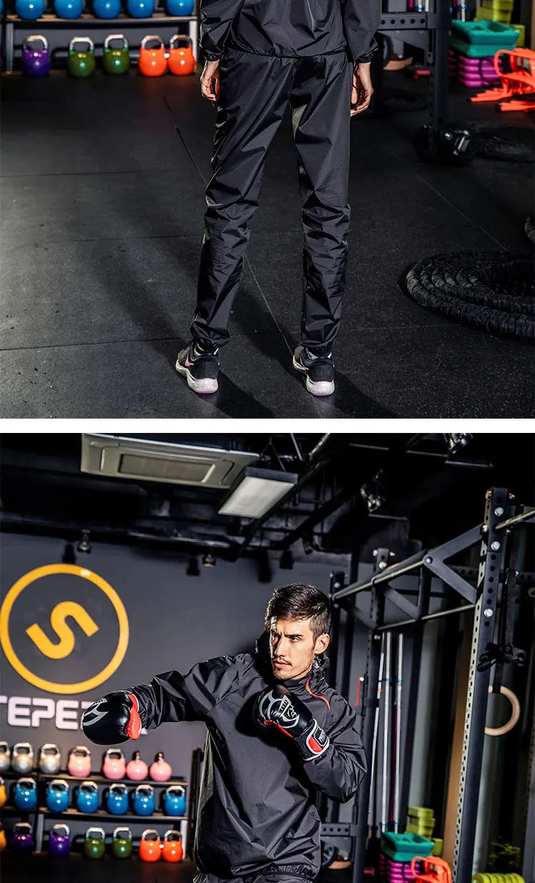 Unisex Sauna Suit — Women's & Men's Gym Clothing Set with Pullover Hoodie for Running, Fitness, Weight Loss & Sweating