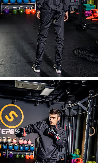 Unisex Sauna Suit — Women's & Men's Gym Clothing Set with Pullover Hoodie for Running, Fitness, Weight Loss & Sweating