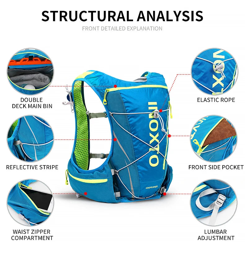 8L Running & Cycling Hydration Vest Backpack — Hiking & Marathon Water Pack with 1.5L Bladder and 500ml Bottle