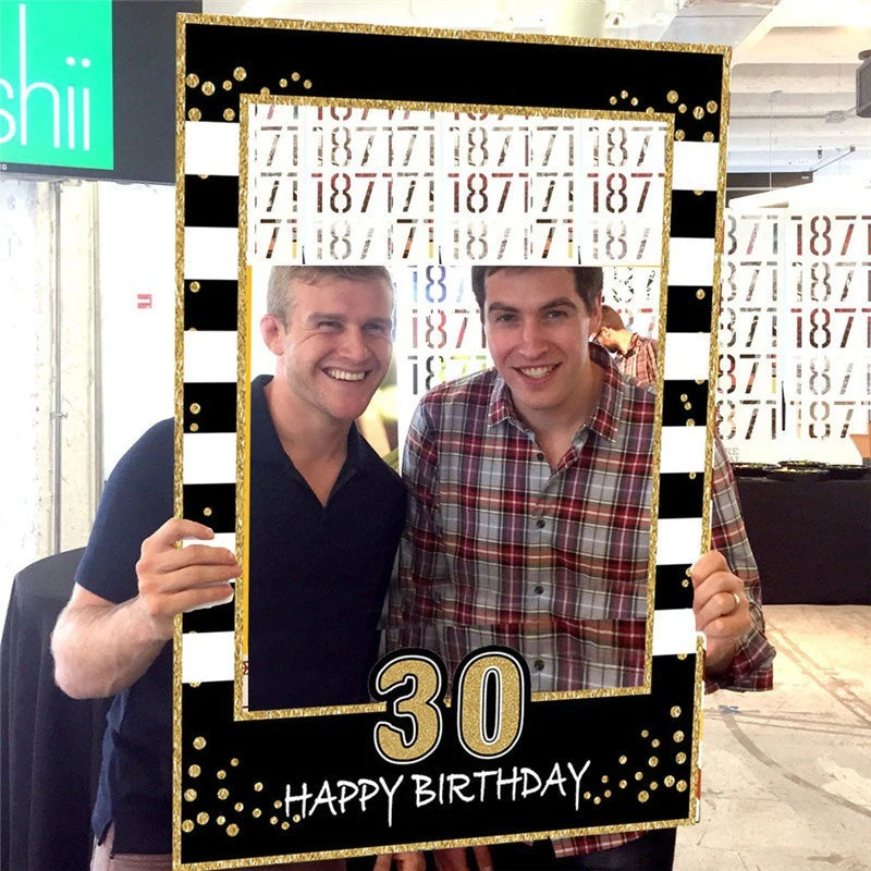 Birthday Photo Booth Frame Props - 16th, 21st, 30th, 40th, 50th, 60th and 1st Year Old Party Decorations, Adult Photo Booth Props