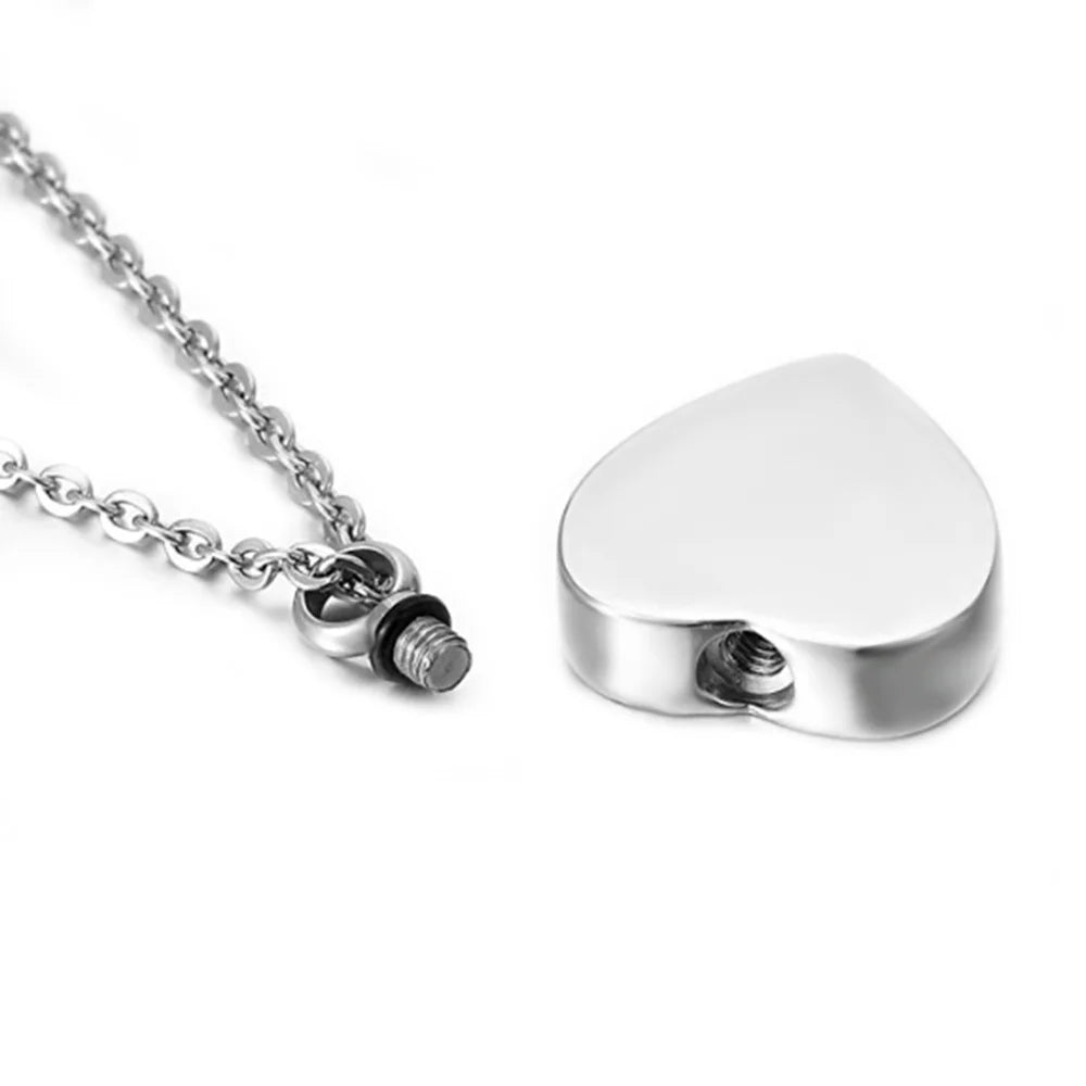 Custom Stainless Steel Heart Cremation Urn Necklace – Memorial Ash Keepsake Pendant with Funnel Fill Kit