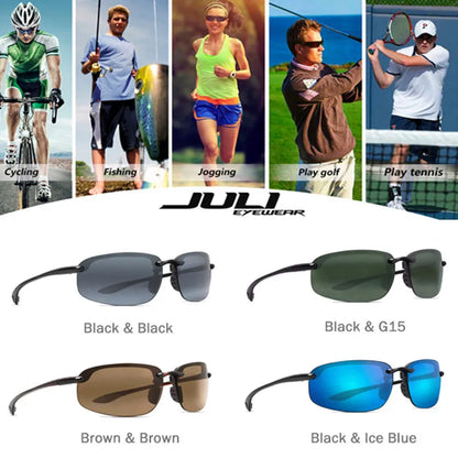 JULI Sports Sunglasses – TR90 Rimless Frame, UV400 Protection for Men & Women, Ideal for Cycling, Running, Fishing, Baseball, and Driving, Model 8001
