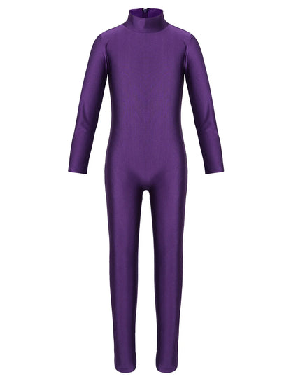 Kids Girls Full Body Gymnastics Bodysuit, Ballet Dance Jersey Leotard, Jumpsuit Sports Unitard, Children Dancewear and Sportswear
